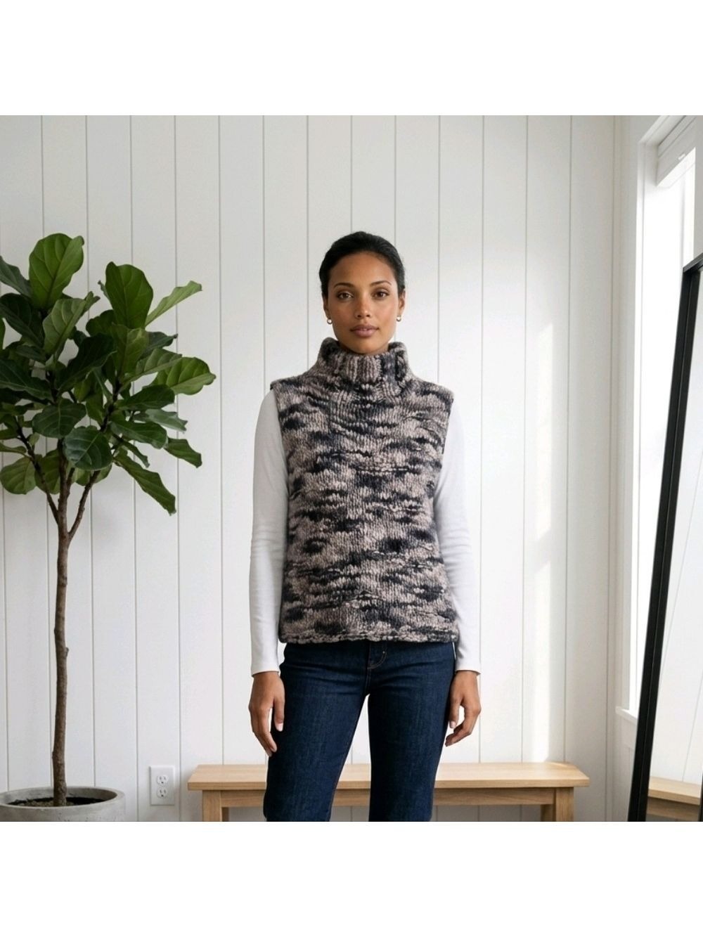 Classiques Entier Cowl Neck Blouse - Black and Gray